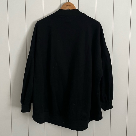 Nap Loungewear Drawstring Hem Cotton Sweatshirt Black - Picture 6 of 6